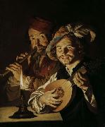 Matthias Stomer Lautenspieler und Flotenspieler painting